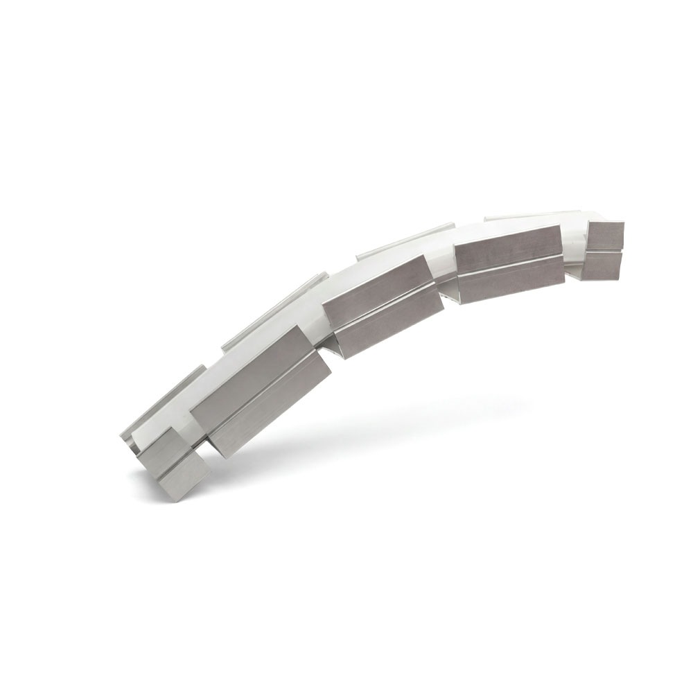 SURFACE MOUNTED - LEFT RIGHT UP DOWN BENDABLE ALUMINUM PROFILE 1913 WITH SILICON COVER 2 END CAPS 8FT SILVER