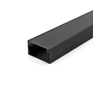 ALUMINUM PROFILE 5020 WITH ENDCAPS AND PC COVER 10FT BLACK