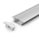 RECESSED ALUMINUM PROFILE 508 WITH 2 ENDCAP 3 CLIPS & PC COVER 10FT SILVER