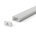 SURFACE MOUNTED ALUMINUM PROFILE 509 WITH 2 ENDCAPS 3 CLIPS & PC COVER 10FT SILVER