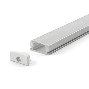 SURFACE MOUNTED ALUMINUM PROFILE 509 WITH 2 ENDCAPS 3 CLIPS & PC COVER 10FT SILVER