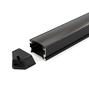 SURFACE MOUNTED/RECESSED ALUMINUM PROFILE 510 WITH 2 ENDCAPS & PC COVER 10FT BLACK