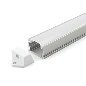 SURFACE MOUNTED/RECESSED ALUMINUM PROFILE 510 WITH 2 ENDCAPS & PC COVER 10FT SILVER