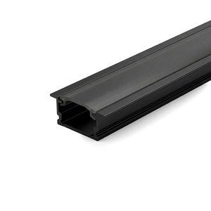 RECESSED ALUMINUM PROFILE 510A WITH 2 ENDCAPS & 3 CLIPS AND PC COVER 10FT - BLACK