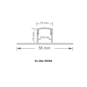 TRIMLESS RECESSED ALUMINUM PROFILE 5515A WITH 2 ENDCAPS & PC COVER SILVER