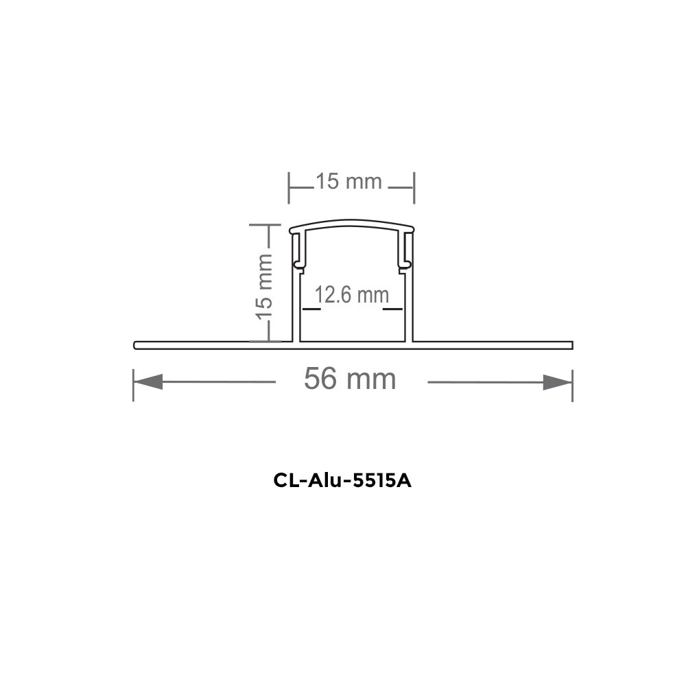 TRIMLESS RECESSED ALUMINUM PROFILE 5515A WITH 2 ENDCAPS & PC COVER SILVER