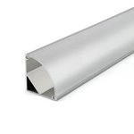 90D SURFACE MOUNT PROFILE 601 WITH 2 ENDCAPS & 3 PCS CLIPS & PC COVER SILVER