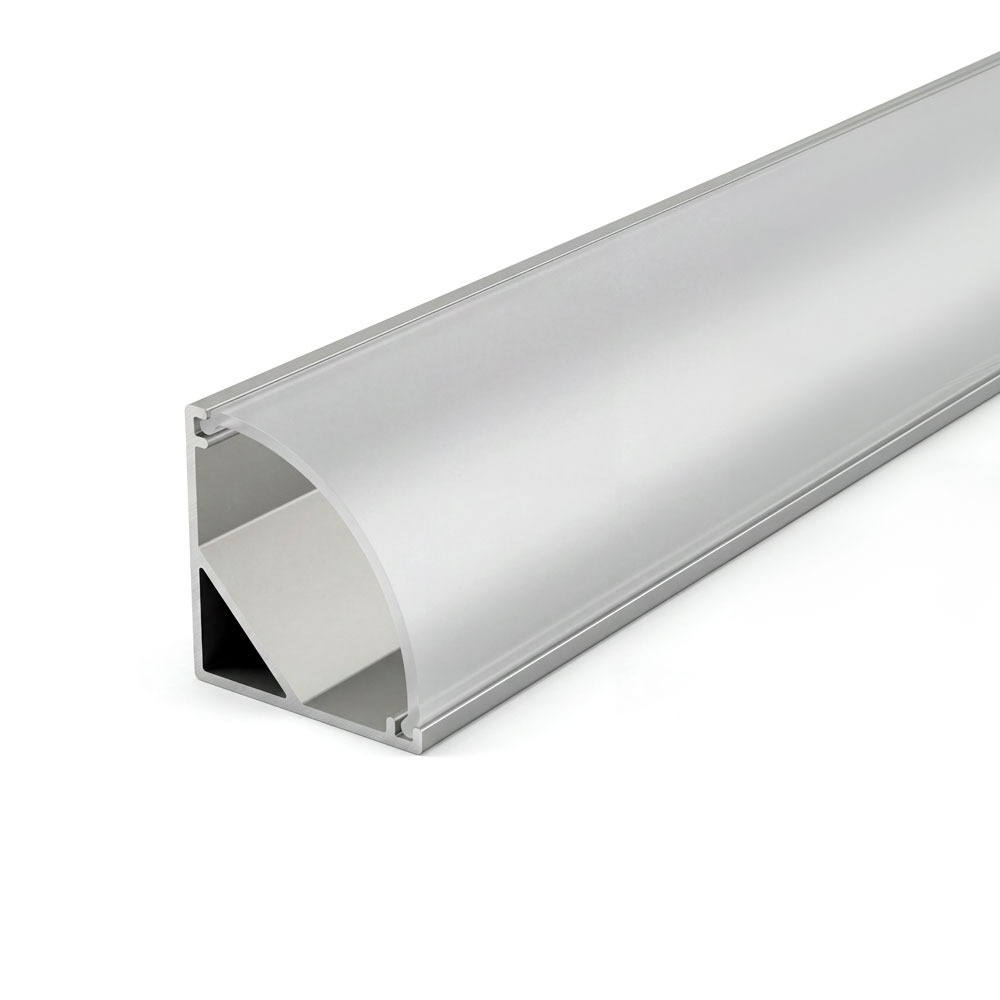 90D SURFACE MOUNT PROFILE 601 WITH 2 ENDCAPS & 3 PCS CLIPS & PC COVER SILVER