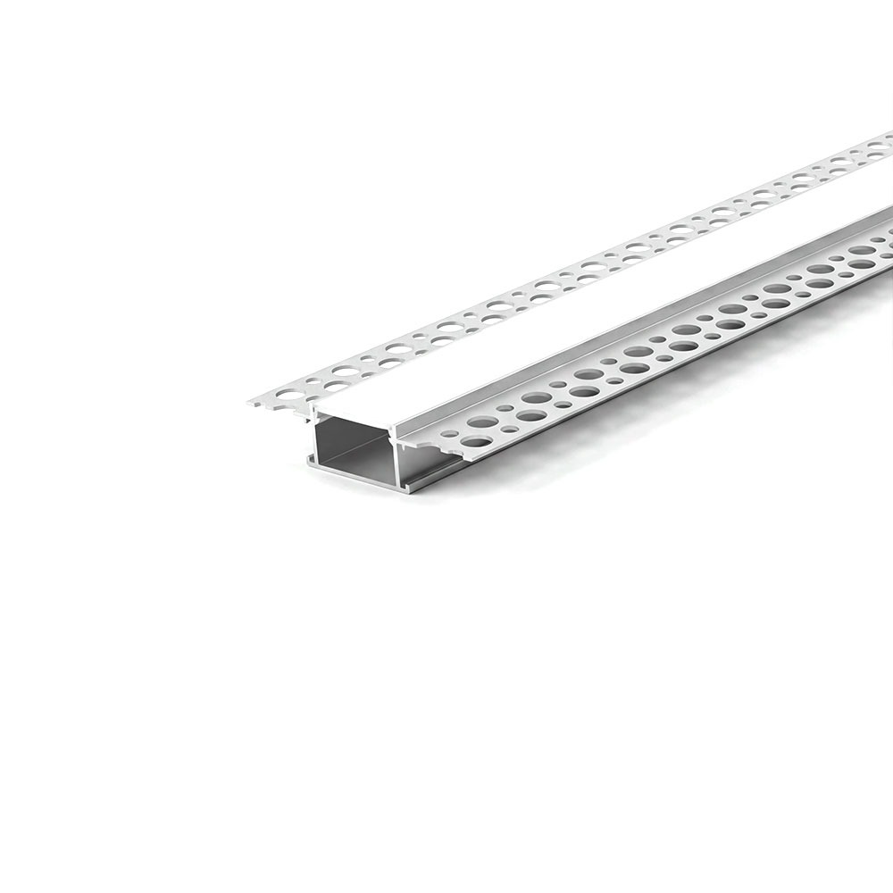 TRIMLESS RECESSED AFTER DRYWALL ALUMINUM PROFILE 6114 WITH 2 ENDCAPS & PC COVER 10FT SILVER