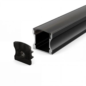 SURFACE MOUNTED ALUMINUM PROFILE 613 WITH 2 ENDCAPS 3 CLIPS & PC COVER 10FT BLACK