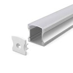 SURFACE MOUNTED ALUMINUM PROFILE 613 WITH 2 ENDCAPS 3 CLIPS & PC COVER 10FT SILVER