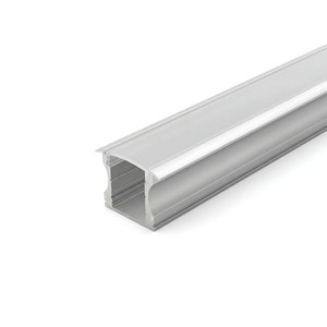 RECESSED ALUMINUM PROFILE 613B WITH PC COVER 10FT SILVER