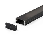 SURFACE MOUNTED/RECESSED ALUMINUM PROFILE 617 WITH PC COVER BLACK