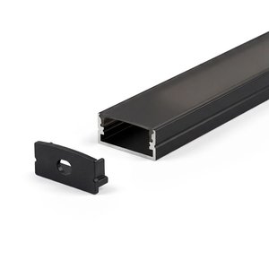 SURFACE MOUNTED/RECESSED ALUMINUM PROFILE 617 WITH PC COVER BLACK