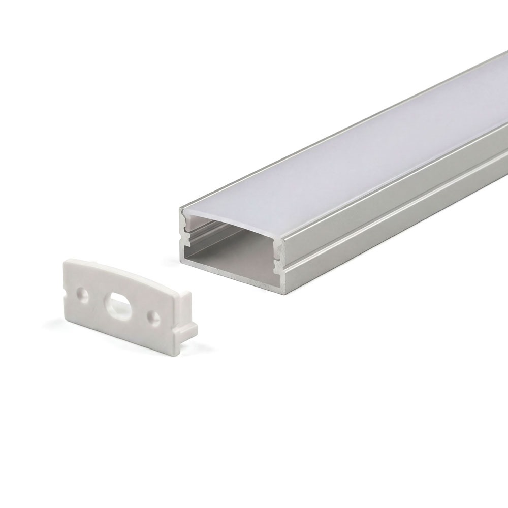 SURFACE MOUNTED/RECESSED ALUMINUM PROFILE 617 WITH PC COVER SILVER
