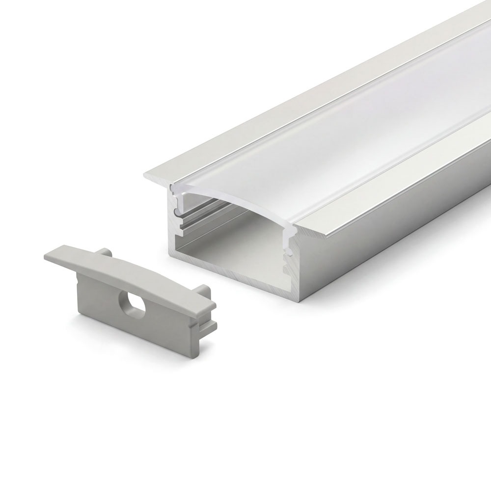 SURFACE MOUNTED/RECESSED ALUMINUM PROFILE 619 WITH PC COVER 10FT SILVER