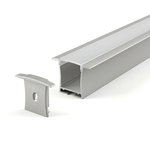 RECESSED ALUMINUM PROFILE 712A WITH 6 SPRING CLIPS 2 ENDCAPS & PC COVER 10FT SILVER
