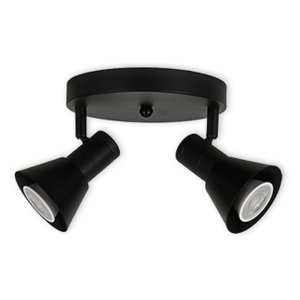 LED CEILING LIGHT FOR GU10 BULBS - SERIES 190 - 2 LIGHTS - BLACK