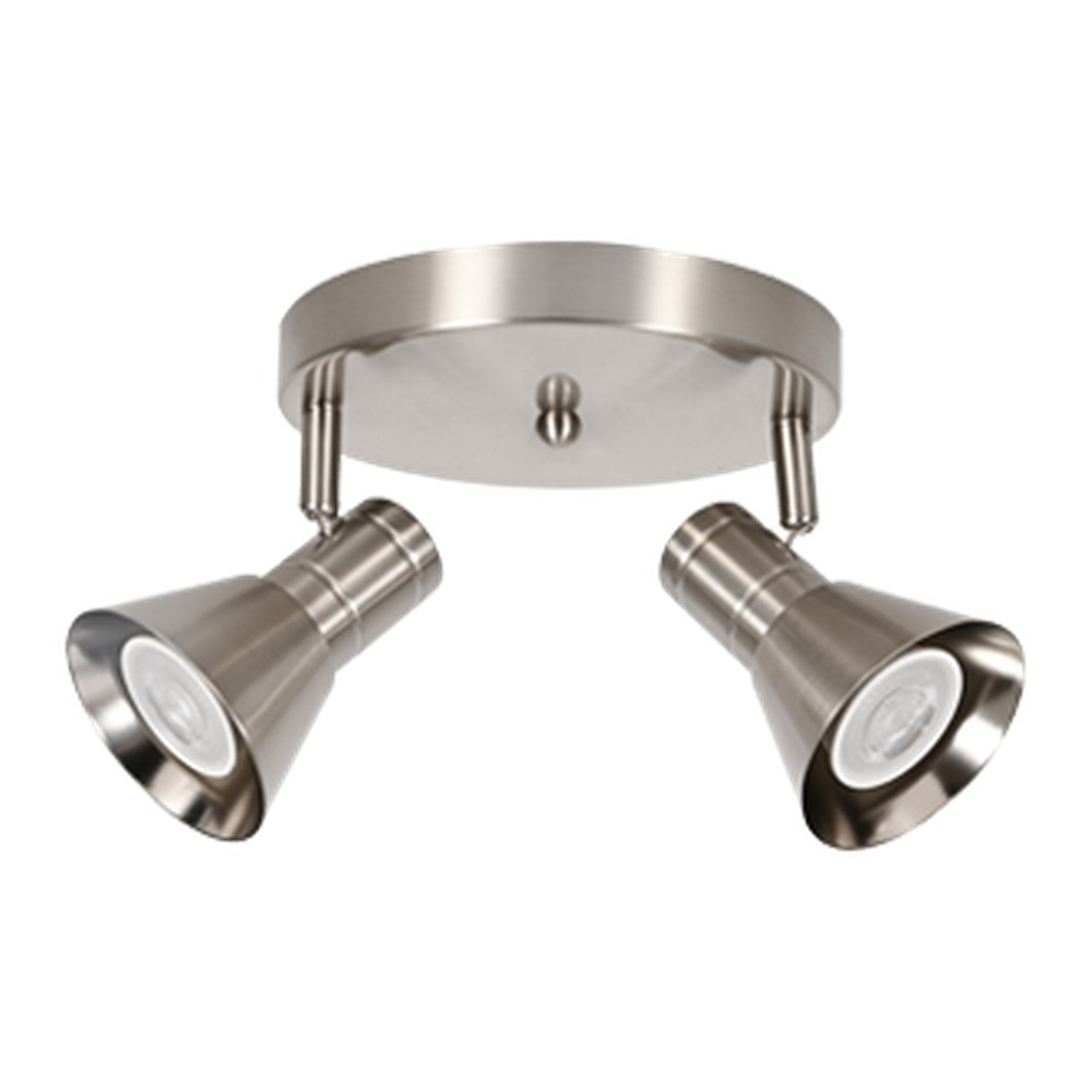 LED CEILING LIGHT FOR GU10 BULBS - SERIES 190 - 2 LIGHTS - BRUSHED STEEL