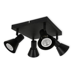 LED CEILING LIGHT FOR GU10 BULBS - SERIES 190 - 4 LIGHTS - BLACK