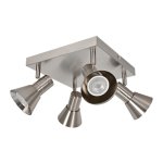 LED CEILING LIGHT FOR GU10 BULBS - SERIES 190 - 4 LIGHTS - BRUSHED STEEL