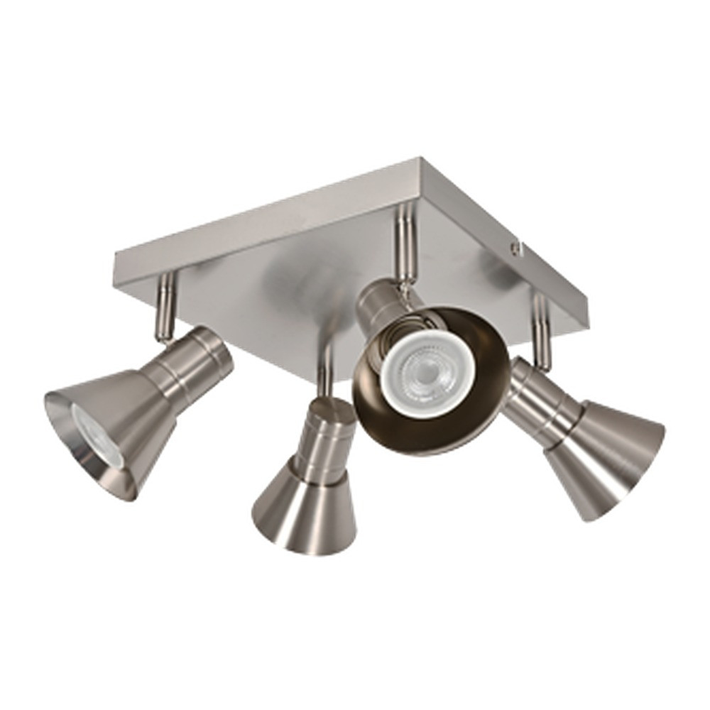 LED CEILING LIGHT FOR GU10 BULBS - SERIES 190 - 4 LIGHTS - BRUSHED STEEL