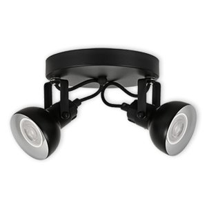 LED CEILING LIGHT FOR GU10 BULBS - SERIES 215 - 2 LIGHTS - BLACK