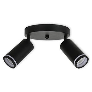 LED CEILING LIGHT FOR GU10 BULBS - SERIES 302 - 2 LIGHTS - BLACK