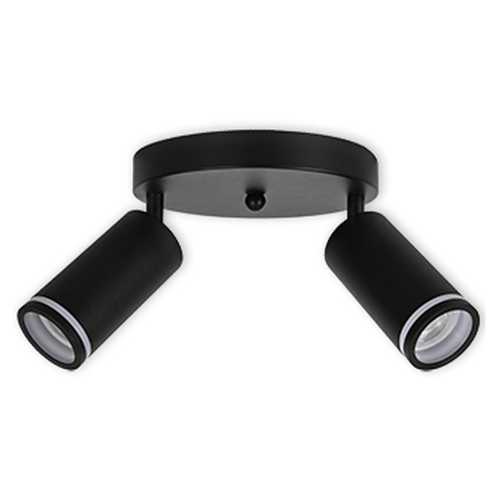 LED CEILING LIGHT FOR GU10 BULBS - SERIES 302 - 2 LIGHTS - BLACK