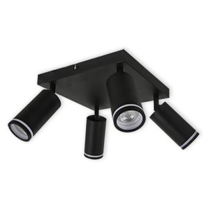 LED CEILING LIGHT FOR GU10 BULBS - SERIES 302 - 4 LIGHTS - BLACK