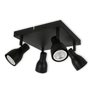 LED CEILING LIGHT FOR GU10 BULBS - SERIES 304 - 4 LIGHTS - BLACK