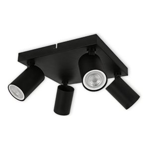LED CEILING LIGHT FOR GU10 BULBS - SERIES 104 - 4 LIGHTS - BLACK