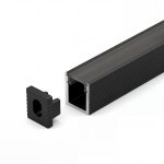 SURFACE MOUNTED SUPER SLIM ALUMINUM PROFILE0809 WITH 2 ENDCAPS & PC COVER 10FT BLACK