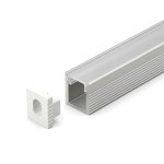 SURFACE MOUNTED SUPER SLIM ALUMINUM PROFILE0809 WITH 2 ENDCAPS & PC COVER 10FT SILVER