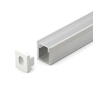 SURFACE MOUNTED SUPER MINCE ALUMINUM PROFILE0809 WITH 2 ENDCAPS & PC COUVERCLE 10FT ARGENT