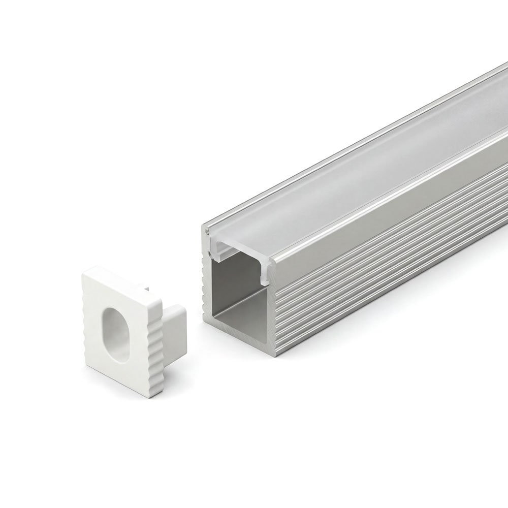 SURFACE MOUNTED SUPER SLIM ALUMINUM PROFILE0809 WITH 2 ENDCAPS & PC COVER 10FT SILVER
