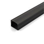 SURFACE-MOUNTED 10FT BLACK ALUMINUM PROFILE 1913S - WITH ENDCAPS - CLIPS & WHITE AND BLACK PC COVER