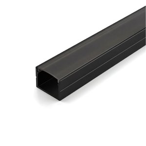 SURFACE-MOUNTED 10FT BLACK ALUMINUM PROFILE 1913S - WITH ENDCAPS - CLIPS & WHITE AND BLACK PC COVER