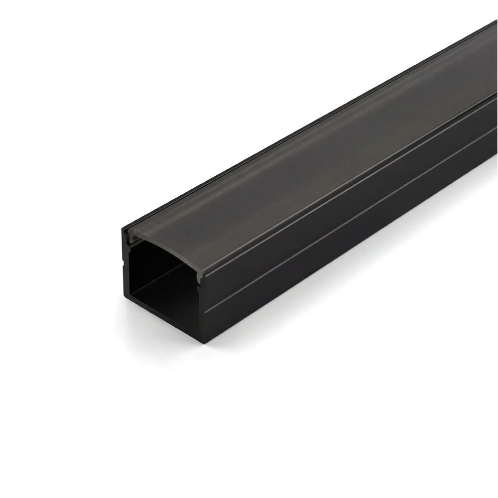 SURFACE-MOUNTED 10FT BLACK ALUMINUM PROFILE 1913S - WITH ENDCAPS - CLIPS & WHITE AND BLACK PC COVER