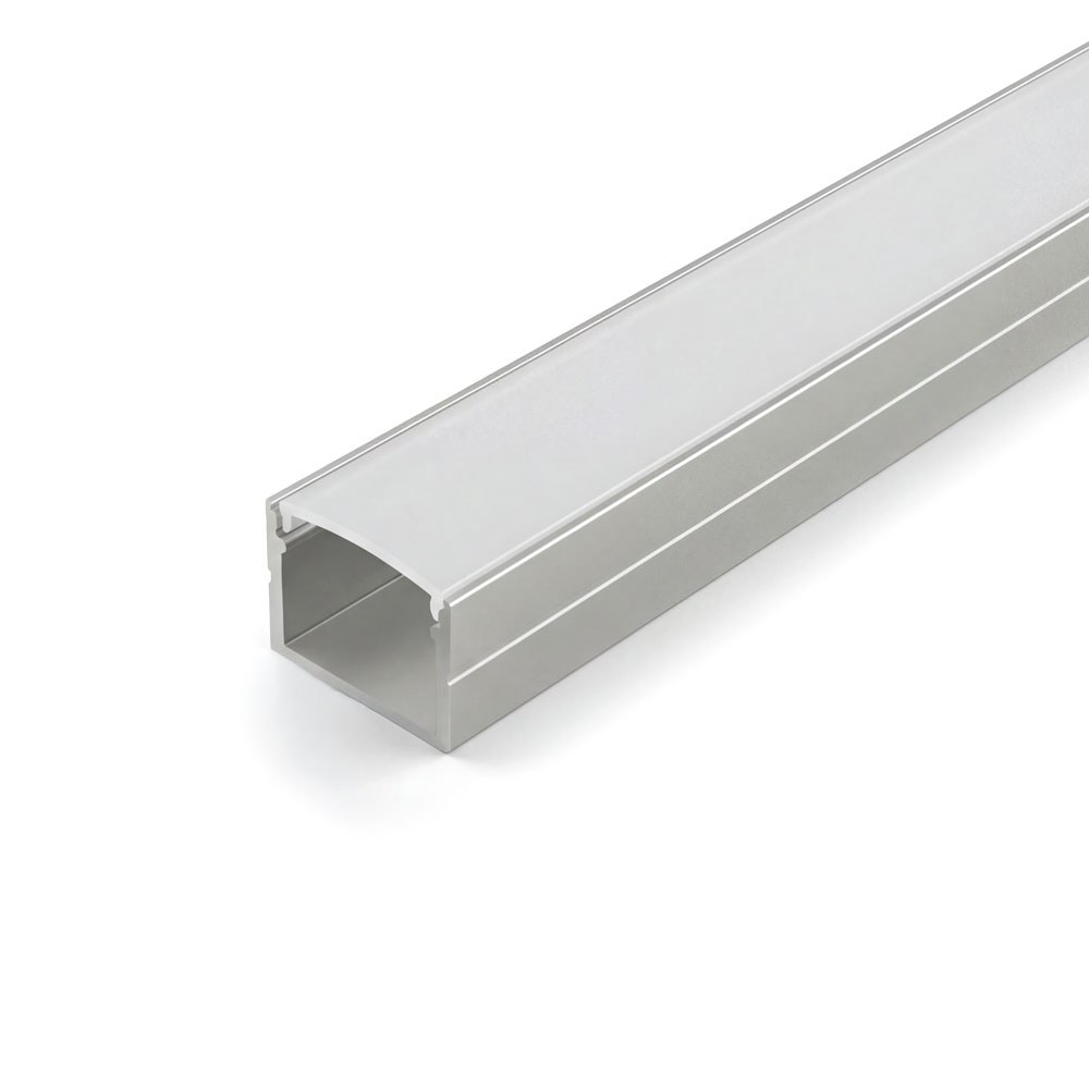 SURFACE-MOUNTED 10FT SILVER ALUMINUM PROFILE 1913S WITH ENDCAPS - CLIPS & WHITE PC COVER