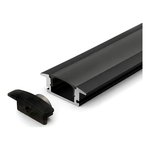 PROFIL ALUMINIUM ENCASTRE 508 AVEC 2 EMBOUTS 3 CLIPS ET COUVERCLE PC BLANC 8PI NOIR