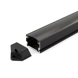 SURFACE MOUNTED/ENCASTRÉ ALUMINUM PROFILÉ 510 WITH 2 ENDCAPS & PC COUVERCLE 10FT NOIR
