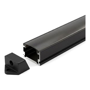 SURFACE MOUNTED/RECESSED ALUMINUM PROFILE 510 WITH 2 ENDCAPS & WHITE PC COVER 8FT BLACK