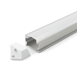 SURFACE MOUNTED/ENCASTRÉ ALUMINUM PROFILÉ 510 WITH 2 ENDCAPS & PC COUVERCLE 10FT ARGENT