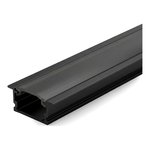 RECESSED ALUMINUM PROFILE 510A WITH 2 ENDCAPS & 3 CLIPS AND PC COVER 10FT - BLACK
