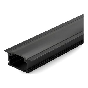RECESSED ALUMINUM PROFILE 510A WITH 2 ENDCAPS & 3 CLIPS AND PC COVER 10FT - BLACK