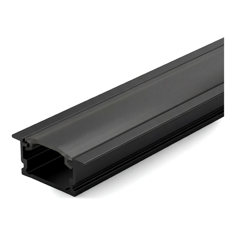RECESSED ALUMINUM PROFILE 510A WITH 2 ENDCAPS & 3 CLIPS AND PC COVER 10FT - BLACK