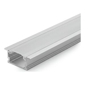 RECESSED ALUMINUM PROFILE 510A WITH 2 ENDCAPS & 3 CLIPS AND PC COVER 10FT - SILVER