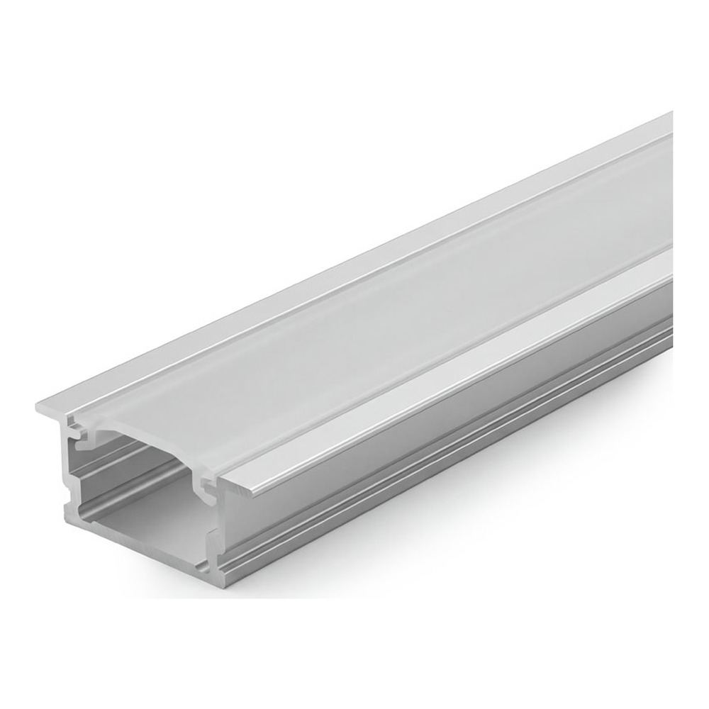 ENCASTRÉ ALUMINUM PROFILÉ 510A WITH 2 ENDCAPS & 3 CLIPS AND PC COUVERCLE 10FT ARGENT