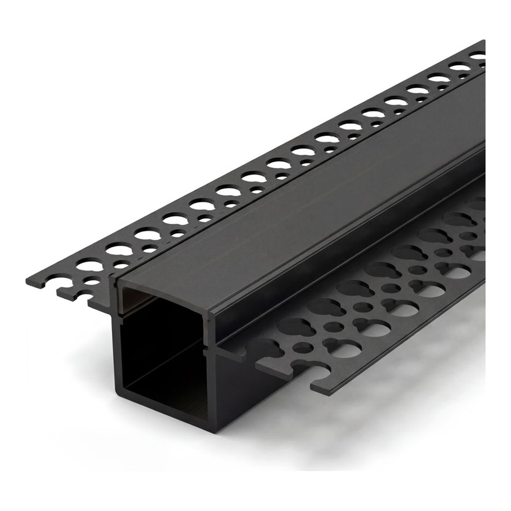 TRIMLESS RECESSED ALUMINUM PROFILE 5515 WITH PC COVER 10FT BLACK